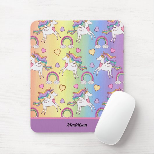 Niedliches Einhorn- und Regenbogenmuster individue Mousepad (Mit Mouse)