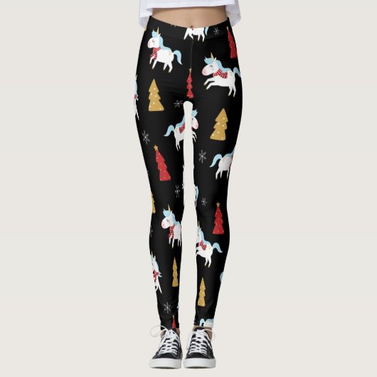 Niedliches Einhorn-Urlaubsmuster Leggings (Vorderseite)