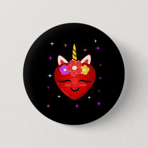 Niedliches Einhorn Valentinstag Herz Button