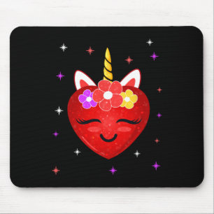 Niedliches Einhorn Valentinstag Herz Mousepad