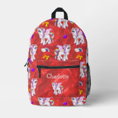 Niedliches Einhorn Verzauberte Träume Rot Bedruckter Rucksack (Vorderseite)