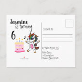 Niedliches Einhorn Wasserfarbe Regenbogen Geburtst Einladungspostkarte (Rückseite)