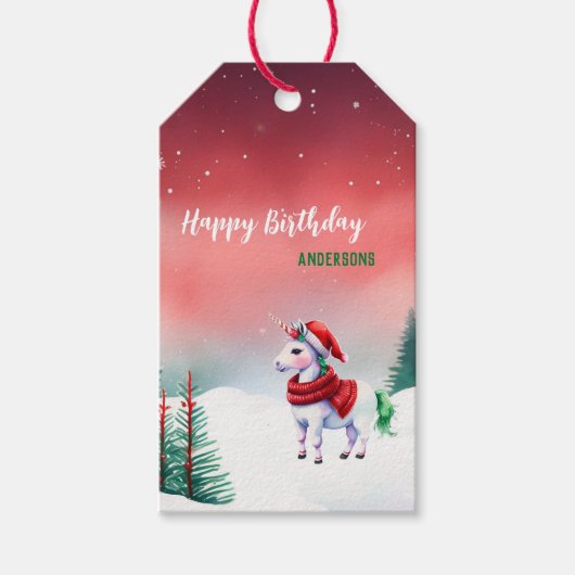 Niedliches Einhorn Weihnachten Weihnachten Geburts Geschenkanhänger (Vorderseite)