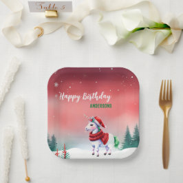 Niedliches Einhorn Weihnachten Weihnachten Geburts Pappteller