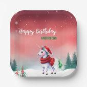 Niedliches Einhorn Weihnachten Weihnachten Geburts Pappteller (Vorderseite)