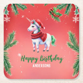 Niedliches Einhorn Weihnachten Weihnachten Geburts Rechteckiger Pappuntersetzer (Vorderseite)