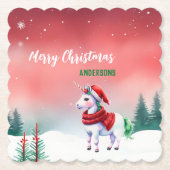 Niedliches Einhorn Weihnachten Weihnachten Geburts Untersetzer (Vorderseite)