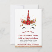 Niedliches Einhorn Weihnachtskochbörse Party Einladung (Vorderseite)