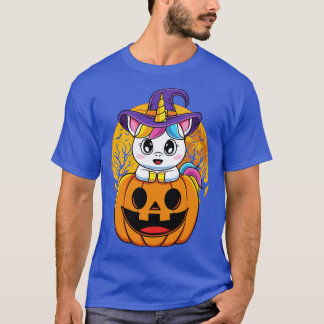 Niedliches Einhorn WItchy O Lantern Pumpkin Hallow T-Shirt