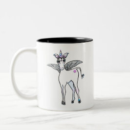 Niedliches Einhorn zeichnend Zweifarbige Tasse