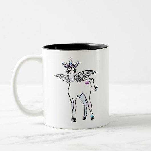 Niedliches Einhorn zeichnend Zweifarbige Tasse (Links)