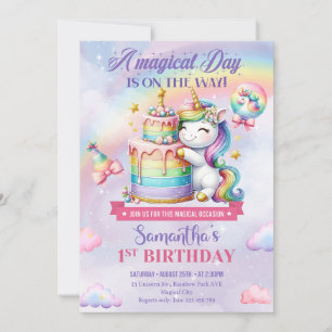 Niedliches Einhorn zum Geburtstag Einladung