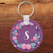 Niedliches Einhorndesign in rosa Personalisiert Schlüsselanhänger (Rückseite)