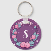 Niedliches Einhorndesign in rosa Personalisiert Schlüsselanhänger (Rückseite)