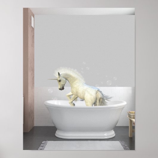 Niedliches Einhornfoal in der Badewanne Poster (Vorne)