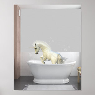 Niedliches Einhornfohlen in der Badewanne Poster