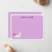 Niedliches Einhorngeschirr Mitteilungskarte (Vorderseite/Rückseite Beispiel)