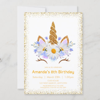 Niedliches Einhorngesicht mit zartem Geburtstag Einladung