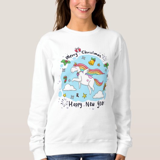 Niedliches einhorniges Weihnachtsfest Sweatshirt (Vorderseite)