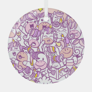 Niedliches Einhornpony: Zauberdoodle-Sammlung Ornament Aus Glas