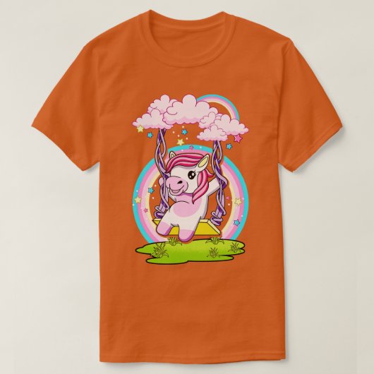 Niedliches Einhornschwingen am Wolkenschwingen T-Shirt (Design vorne)