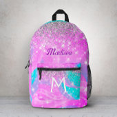 Niedliches Einhornsilber-Glitzer-Monogramm Bedruckter Rucksack