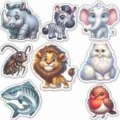 Niedliches einzigartiges 3D-Set für Tieraufkleber Aufkleber (Vorderseite)