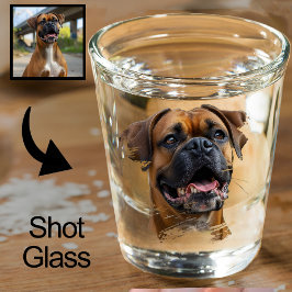 Niedliches, einzigartiges Gold Black Boxer Dog Vat Schnapsglas