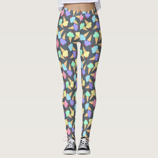 Niedliches Eis Creme Cones Muster Leggings (Vorderseite)