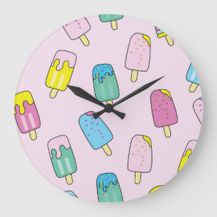 Niedliches Eis: Fruchtmuster. Große Wanduhr