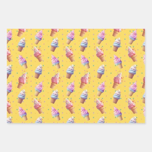 Niedliches Eis-Party-Design Geschenkpapier Set (Vorderseite)