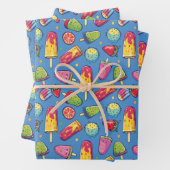 Niedliches Eis Party-Muster Wrapping Paper Sheets Geschenkpapier Set (Beispiel)