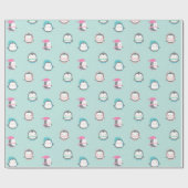 Niedliches Eis-Skatenpenguins-Weihnachtsmuster Geschenkpapier (Flach)