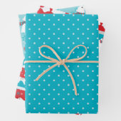 Niedliches Eisbärenmuster Rotblauer Polpunkt Geschenkpapier Set (Beispiel)