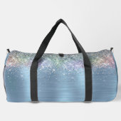 Niedliches eisblauer Glitzer-Monogramm Duffle Bag (Rückseite)