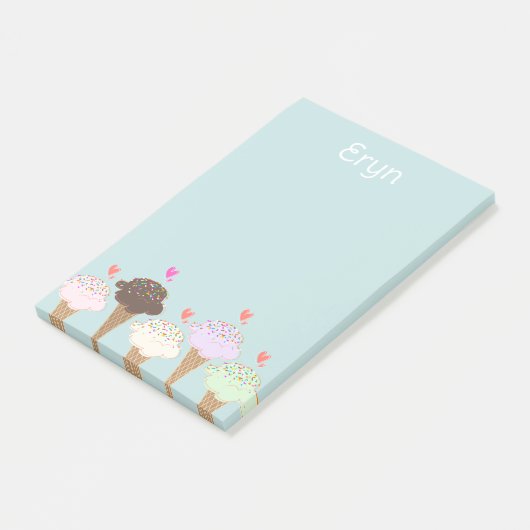 Niedliches Eiscreme-Kon-Etikett Post-it Klebezettel (angewinkelt)