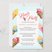 Niedliches Eiscreme Summer Beach Party Einladung (Vorderseite)