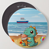 Niedliches Eisessen am Strand Button (Vorne & Hinten)