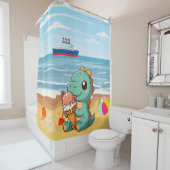 Niedliches Eisessen am Strand Duschvorhang (Beispiel)