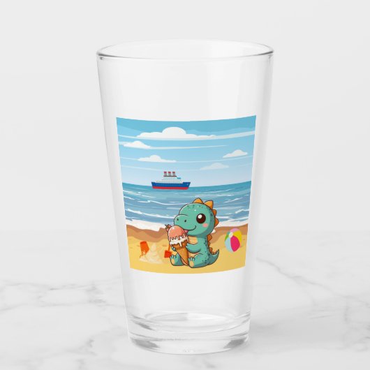 Niedliches Eisessen am Strand Glas (Vorderseite)