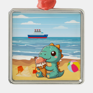 Niedliches Eisessen am Strand Ornament Aus Metall