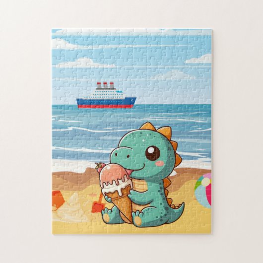 Niedliches Eisessen am Strand Puzzle (Vertikal)