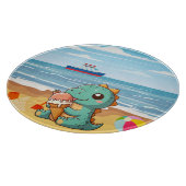 Niedliches Eisessen am Strand Schneidebrett (Ecke)