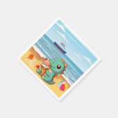 Niedliches Eisessen am Strand Serviette (Ecke)