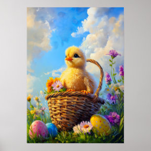 Niedliches Eizellgemälde für das Osterbaby Poster