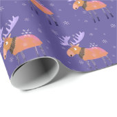 Niedliches Elch mit Schneeflocken Geschenkpapier (Rolleneckpunkt)