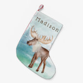 Niedliches Elch Personalisiert Kleiner Weihnachtsstrumpf (Vorderansicht (hängend))