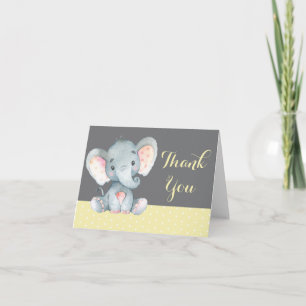 Niedliches Elefant Baby Gelb und Grau Dankeskarte