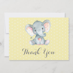 Niedliches Elefant Baby Gelb und Grau Dankeskarte