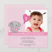 Niedliches Elefant-Foto-zuerst 1. Einladung (Vorne/Hinten)